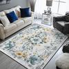 Colorful Floral Area Rug Non-Slip Carpets Green Carpet Flowers and Leaves Rug Decor for Living Room Bedroom Living Room Study