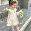Robe Enfant Printemps Été Col Revers Vêtements Enfants Mode Bambin Bébé Filles Vêtements Robe d'Été Vêtements Fille