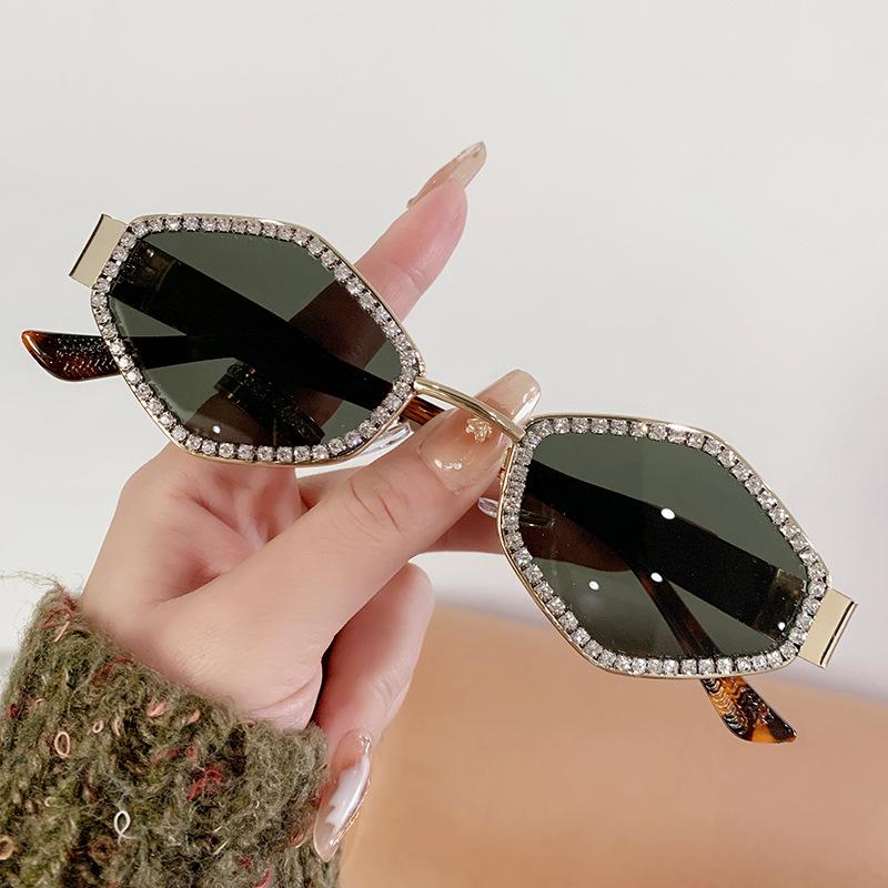 Polygonal Sunglasses Full Diamond Prismatic Babe Sunglasses With Diamonds Retro Sunglasses Women