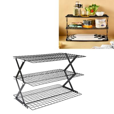 Kitchen Countertop Storage Rack Foldable Stainless Steel Space Saving Shelf for Drying Food Seasoning