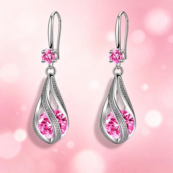 Yousheng 1 Pair Drop Earrings Cubic Zirconia Waterdrop Shape Long Earrings Lightweight Smooth Surface Hook Earrings Banquet Dance