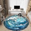 1pc Ocean Wave Stained Glass Chair Carpet for Office Non-Slip, Machine Washable Rug for Office, Room - Holiday Decor, Machine Made yy251016061
