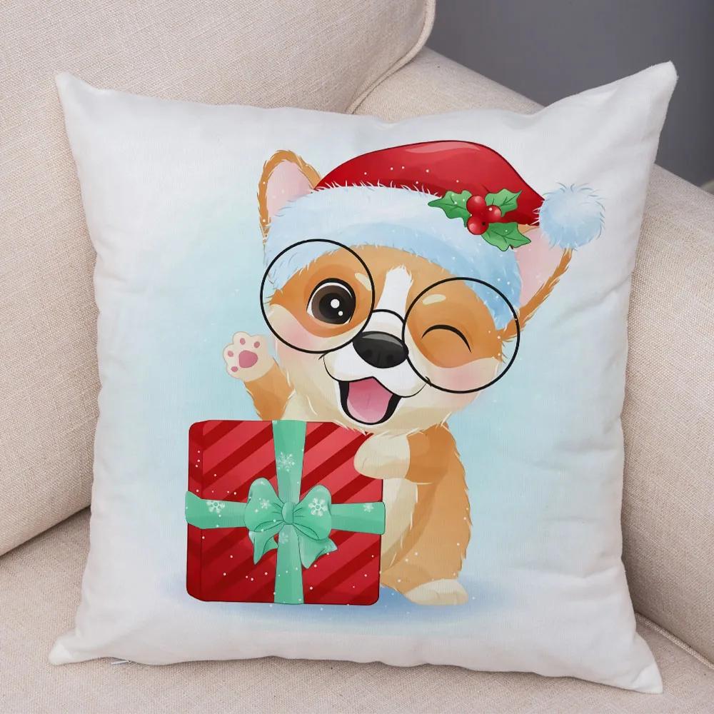 Nordic Kids Room Dog Fox Panda Cow Pillow Case Decor Cute Cartoon Animal Merry Christmas Soft Plush Cushion Cover for Sofa Home