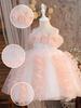Girls' Ruffled Mesh Princess Dress for Holidays and Piano Performances