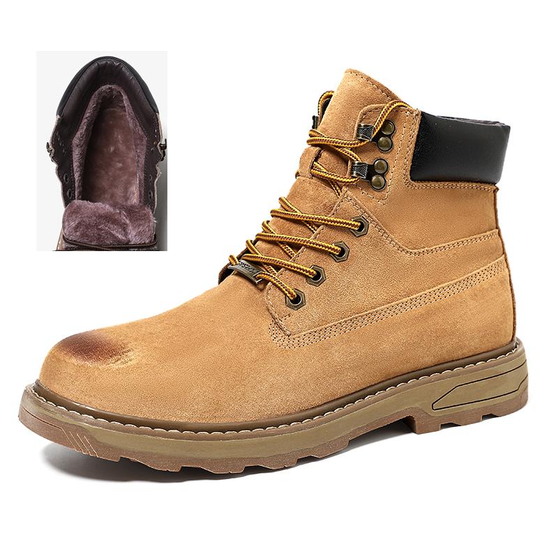 2025 Men's Thick Bottomed Martin Boots Vintage Style Genuine Leather Outdoor Work Boots Wear Resistant Nylon Shaft Material