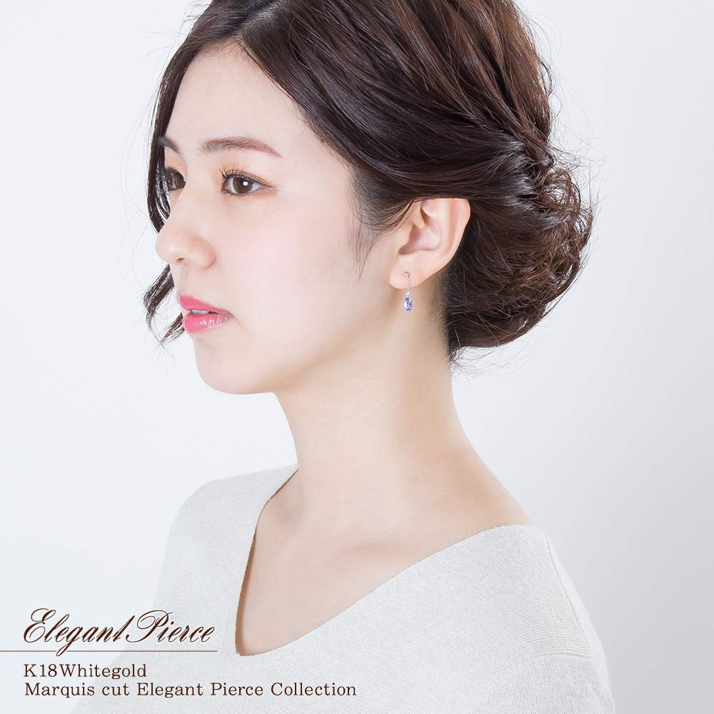 Tanzanite Earrings K18 Diamond 18K White Gold Jewelry [Barzaz] Women's