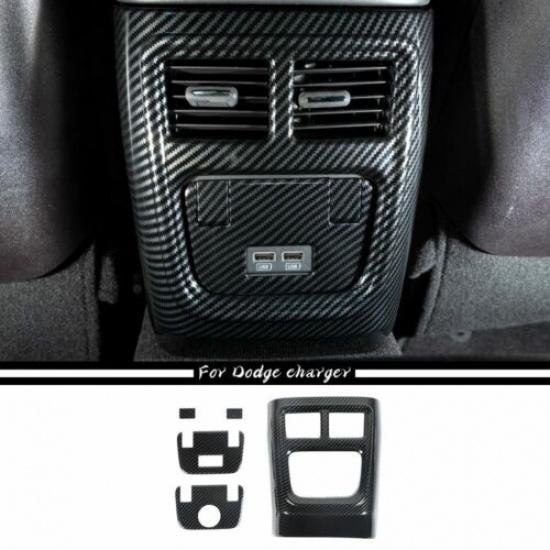 Rear Air Outlet Vent Cover Decor Accessories For Dodge Charger 2011+Carbon Fiber