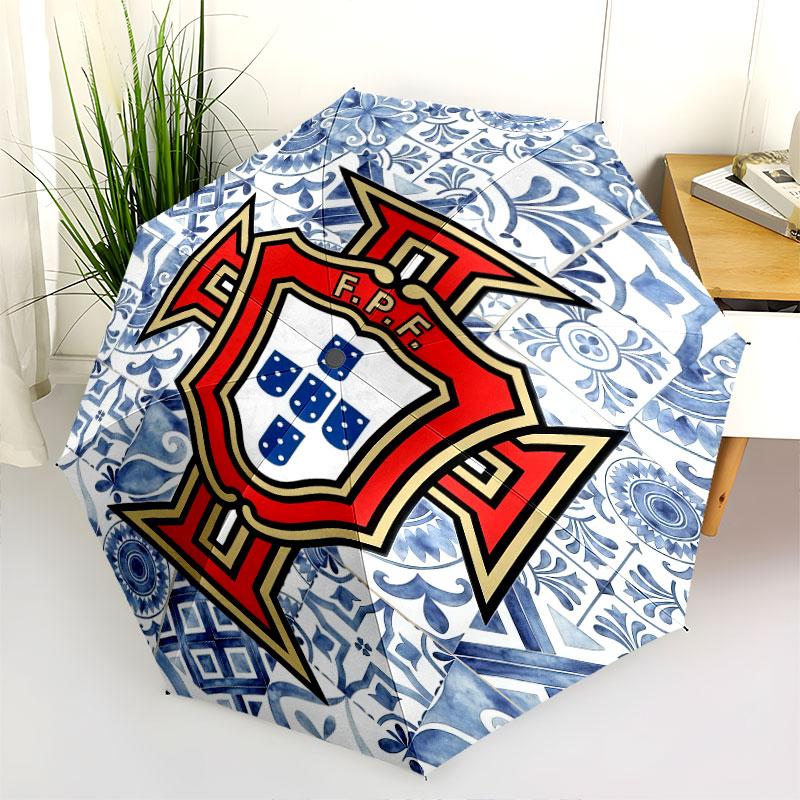 1 PC Automatic Folding Umbrella - Portugal National Football Logo Pattern, Portable & Foldable Design with 8 Ribs, Christmas Birthday Gifts
