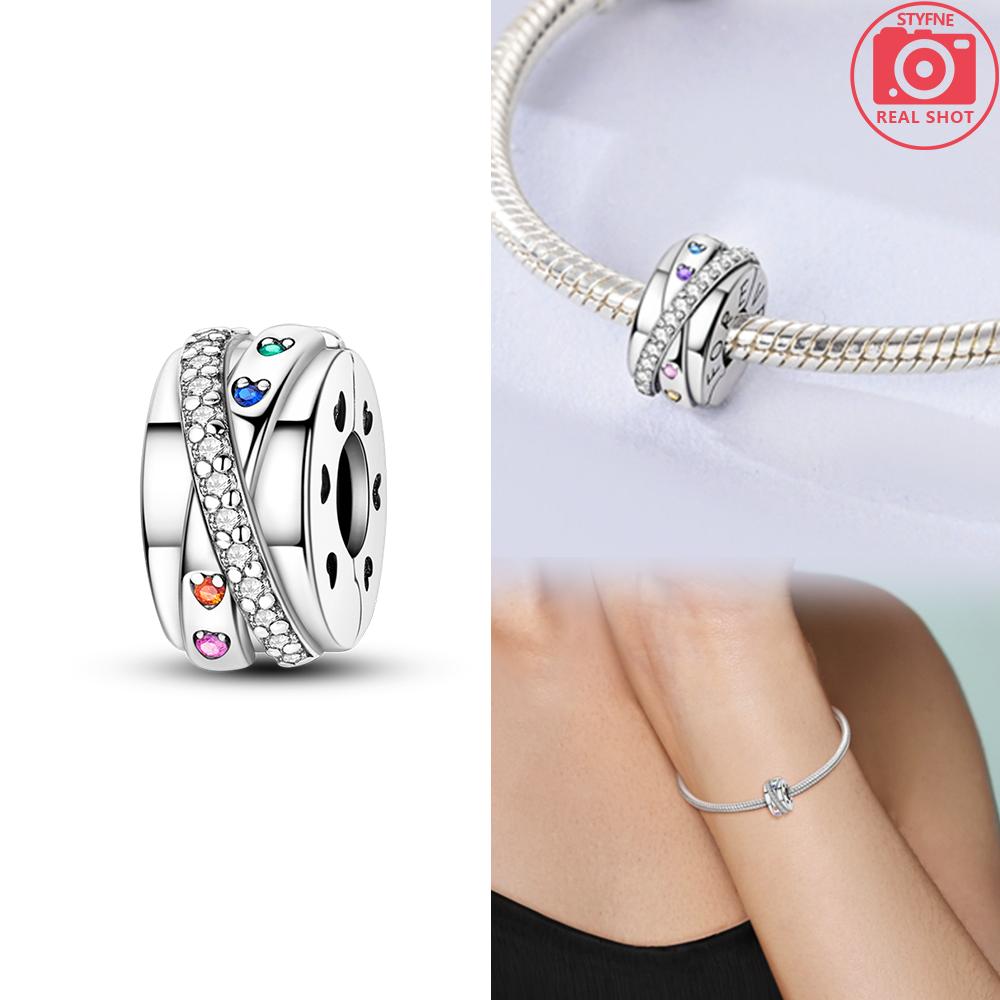 Elegant Exquisite Genuine Copper Charm Daisy Zircon Bead Stopper Safety Chain Fits Bangle Bracelets Jewellery Clip Gifts Women