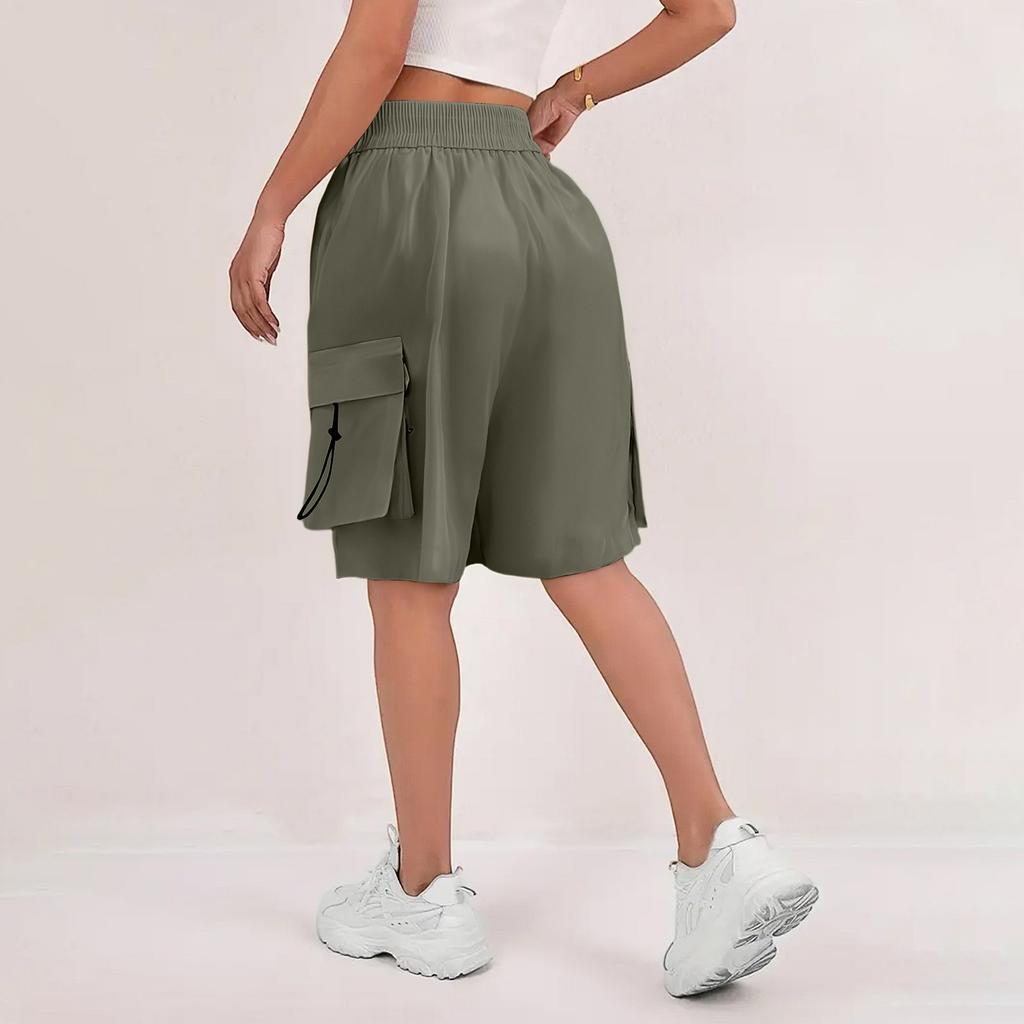 Women's Summer Work Pants Are Loose Comfortable Casual Fashionable With Multiple Pockets And Solid Color Shorts