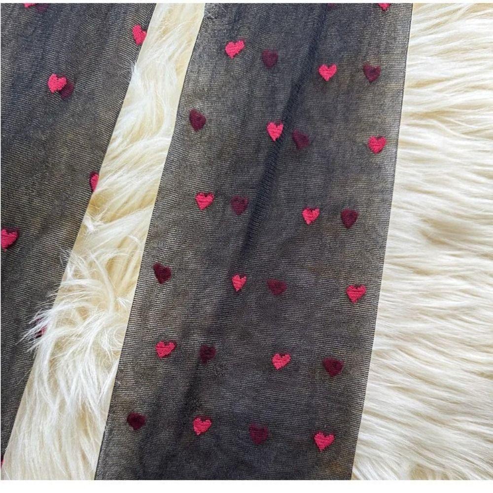 Christmas Gifts Female Alluring Hosiery Red Heart Print Pantyhose Exquisite Silk Stockings
