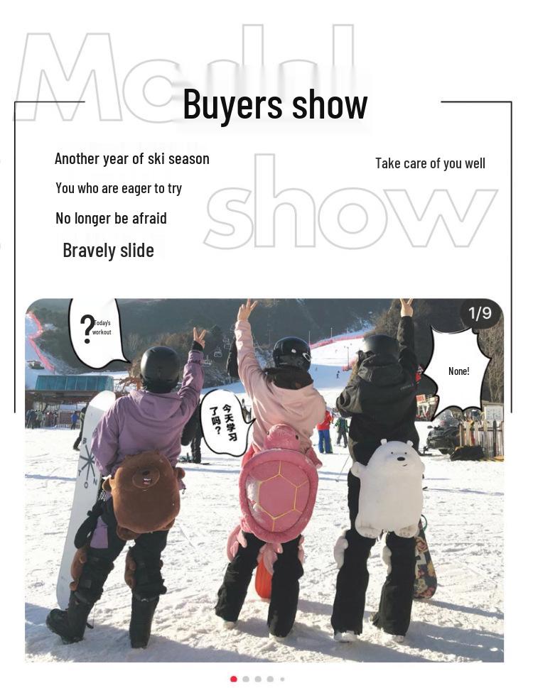 Cartoon Ski Protective Gear Set: Anti-Fall Waterproof Little Turtle Ski and Snowboard Knee Pads