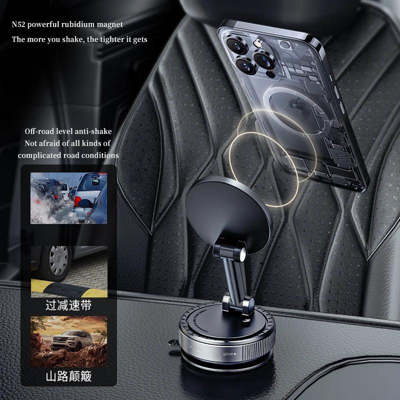 Magnetic Car Mount Mobile Phone Holder Vacuum Adsorption 360 Degree Rotatable for iPhone 16 15 14 13 12 11 Pro Max Samsung