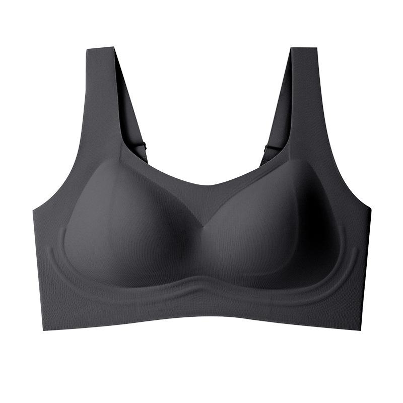 Silk big-breasted thin seamless underwear, mulberry silk one-piece soft support breast bra M