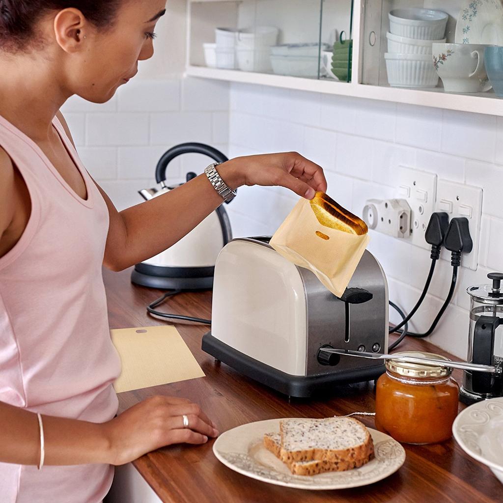 Non-Stick Reusable Toaster Bags Perfect for Grilled Cheese, Sandwiches, Pizza, Panini & Garlic Bread - Versatile Use In Microwave, Oven, Or Grill