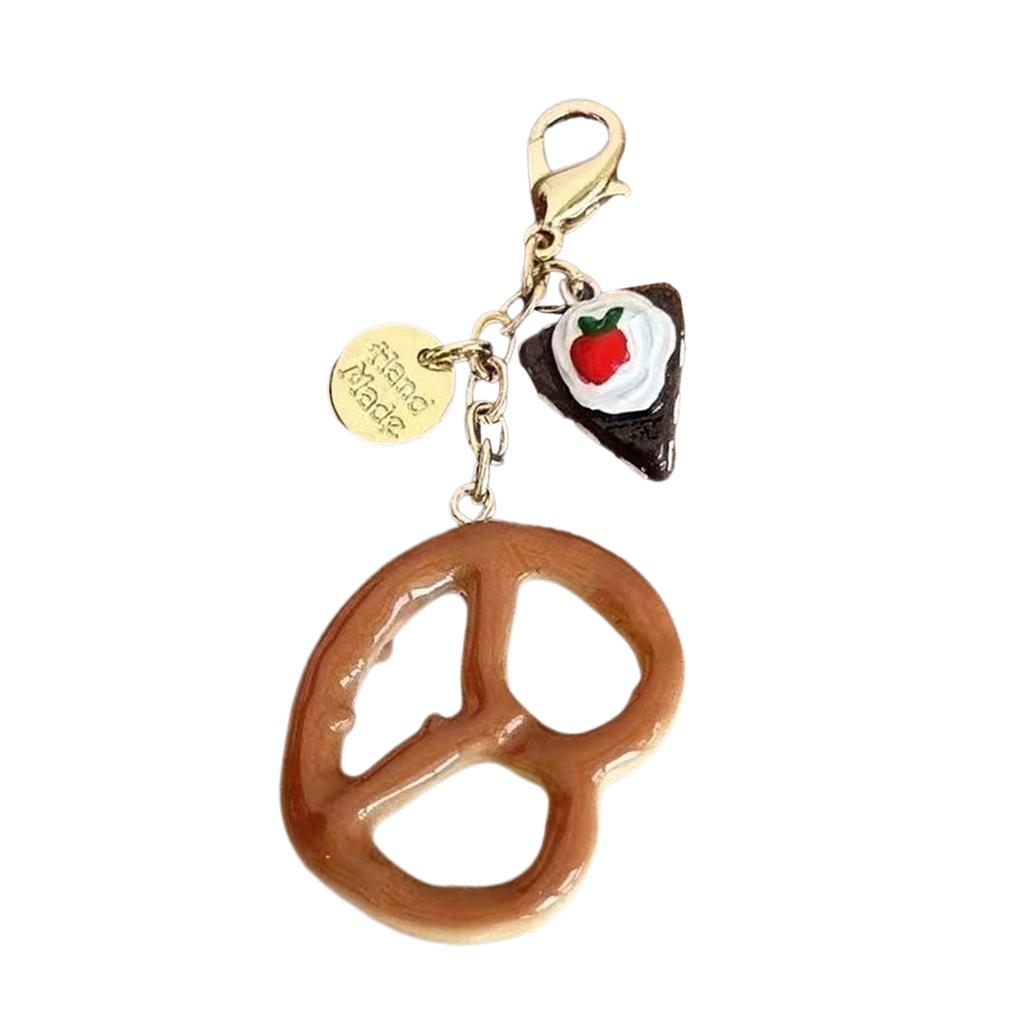 Realistic Chocolate Pretzel Bread Coin Purse Keychain Accessory Bag Pendant For Fashionable Adults And Students
