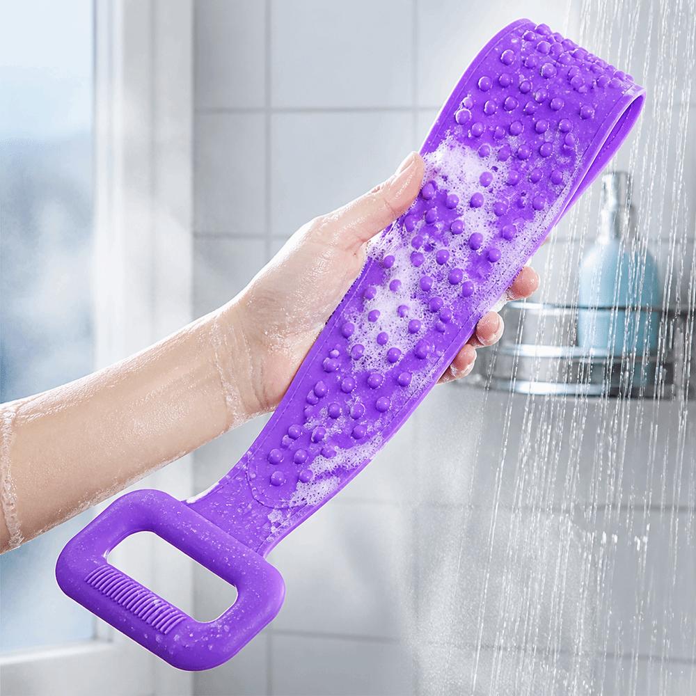 Double-Sided Silicone Body Scrubber Long Strip Exfoliating Bath Towel Shower Bathing