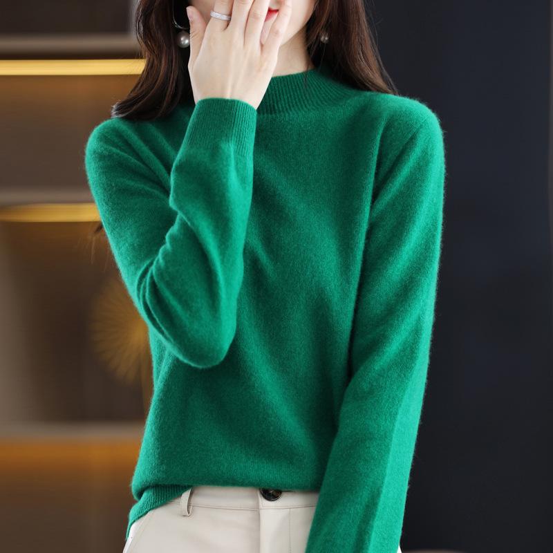 

Women s Semi-High Neck Knitted Sweater - Autumn/Winter Korean Style L