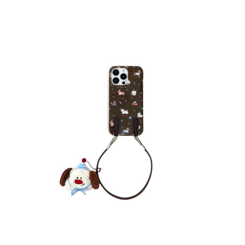 Dachshund-Themed Autumn/Winter Phone Case with Hand Strap for iPhone 17/16 Pro Max/15/14