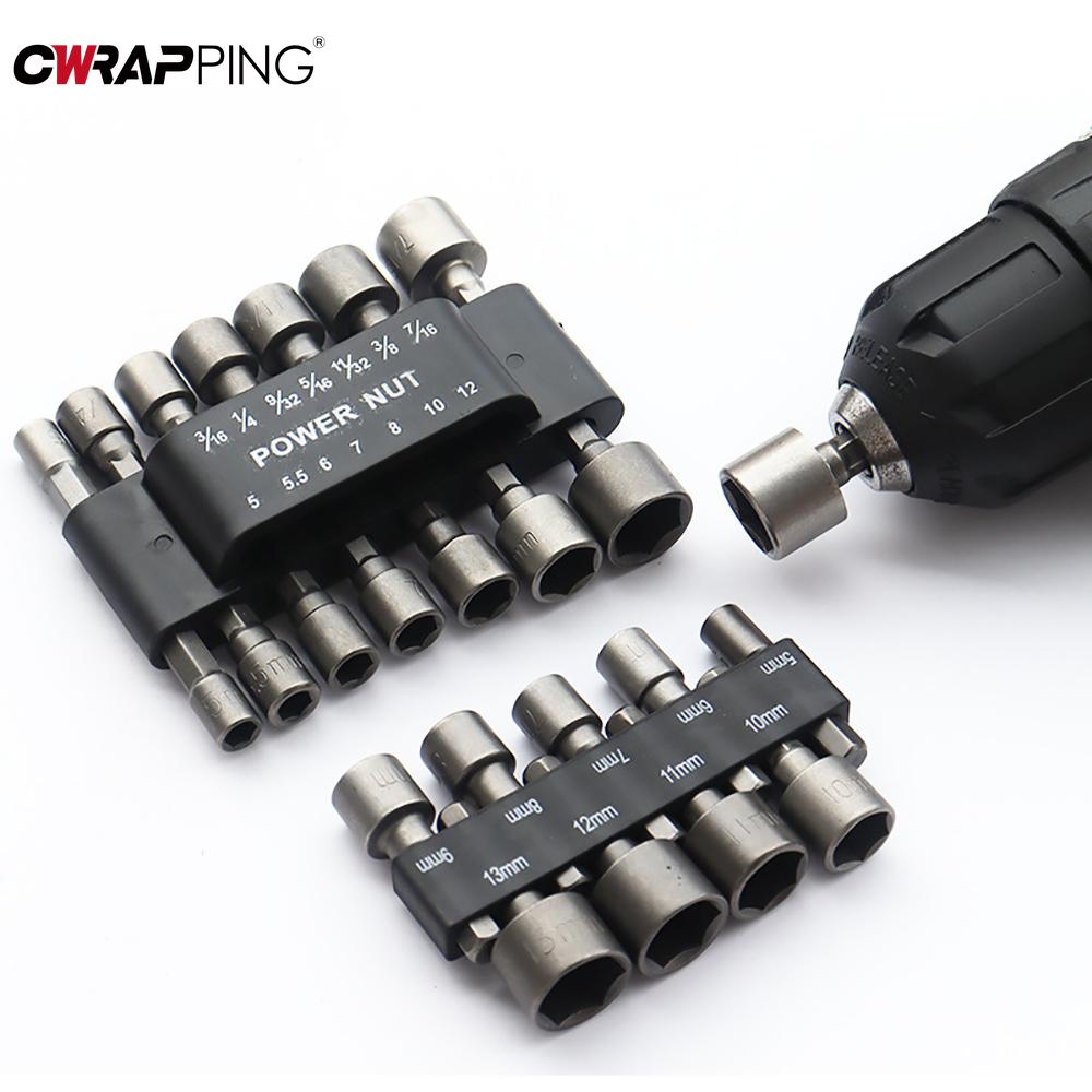 9/14pcs Powerful Socket Inner Hexagonal Wrench Hexagonal Handle Screwdriver Socket Extension Rod Pneumatic Screwdriver Tool Set