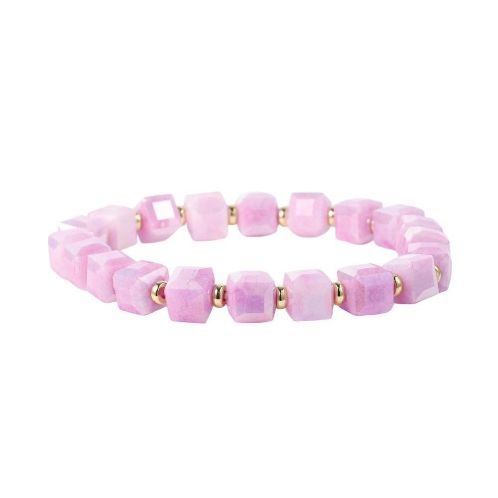 Elegant Small Sugar Cubes Bracelets Glossy Colorful Hand Chains Simple Crystal Glass Chain  Girls