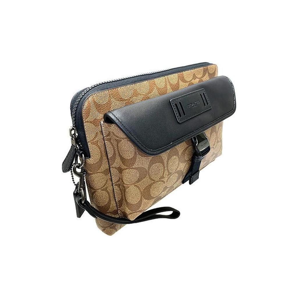 Coach Ranger 26 Fashion Versatile Classic C Pattern Print Buckle Leather Wallet Clutch Medium Men wallets Brown 2811-QBTN2