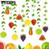 12pcs Fruit Banner Summer 3D Fruit Decorations Garland Twotti Frutti Hanging Backdrop Decor for Themed Birthday Baby Shower Party Supplies