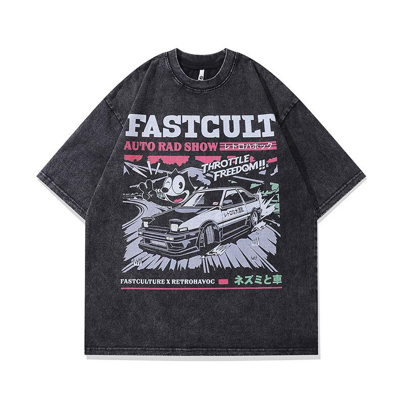 American Hip Hop Retro Spoof Fun Printed Short-Sleeved T-Shirt Men'S And Women'S Street Trendy Brand Lazy Half-Sleeved Tee Shirt