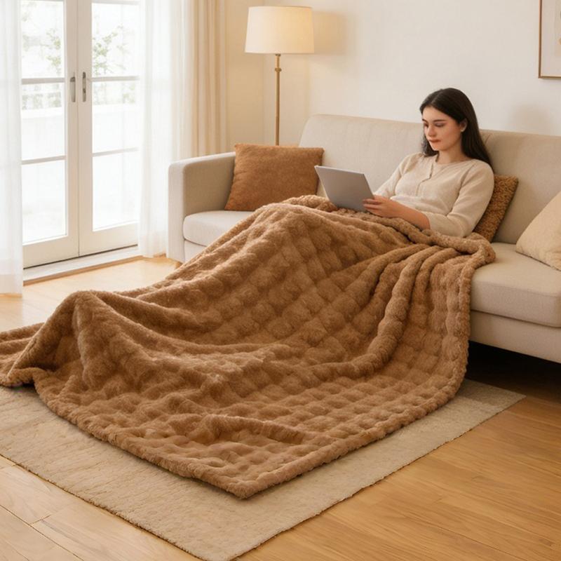 Wasart Luxury Faux Fur Throw Blanket 150X200 Non-Shedding Super Soft Fluffy Home Decor Blanket For Couch Sofa Bed Autumn Winter