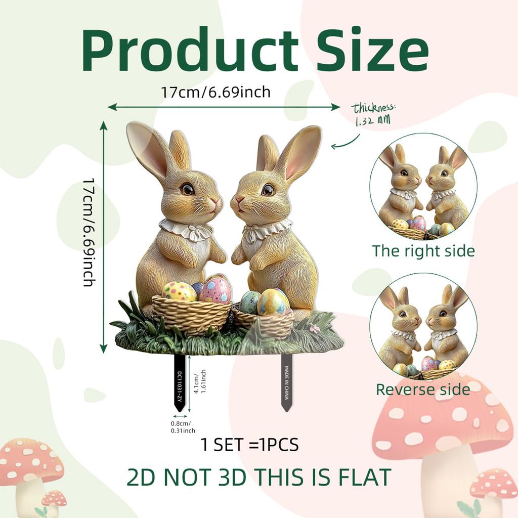 Rabbit and Eggs Garden Stake for Holiday Decoration Weatherproof Acrylic Yard Ornament Handmade Easter Accessories