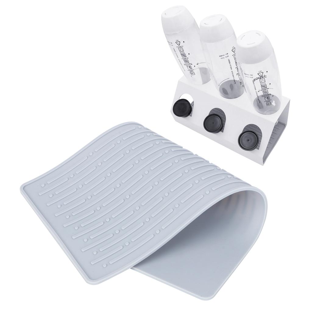 Silicone Draining Pad Non Slip Soda Bottles Drying Rack Mat Kitchen Accessories Gray(3 Hole Drain Rack Mat )