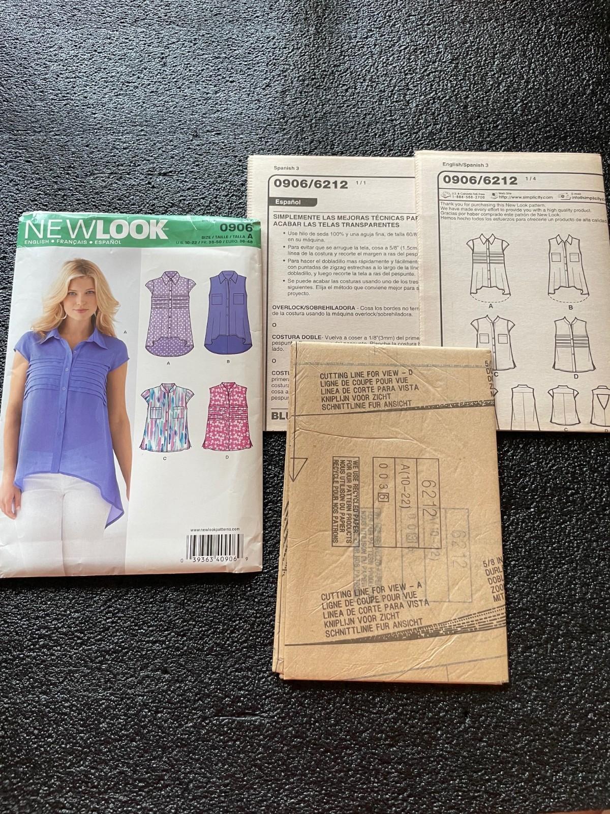 2013 New Look Sewing Pattern 0906 Women’s Blouse Top Sizes 10-22 XXXL