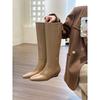 Temperament High-end Slope Heel Knight High Boots Women's 2025 New Knee Straight Boots