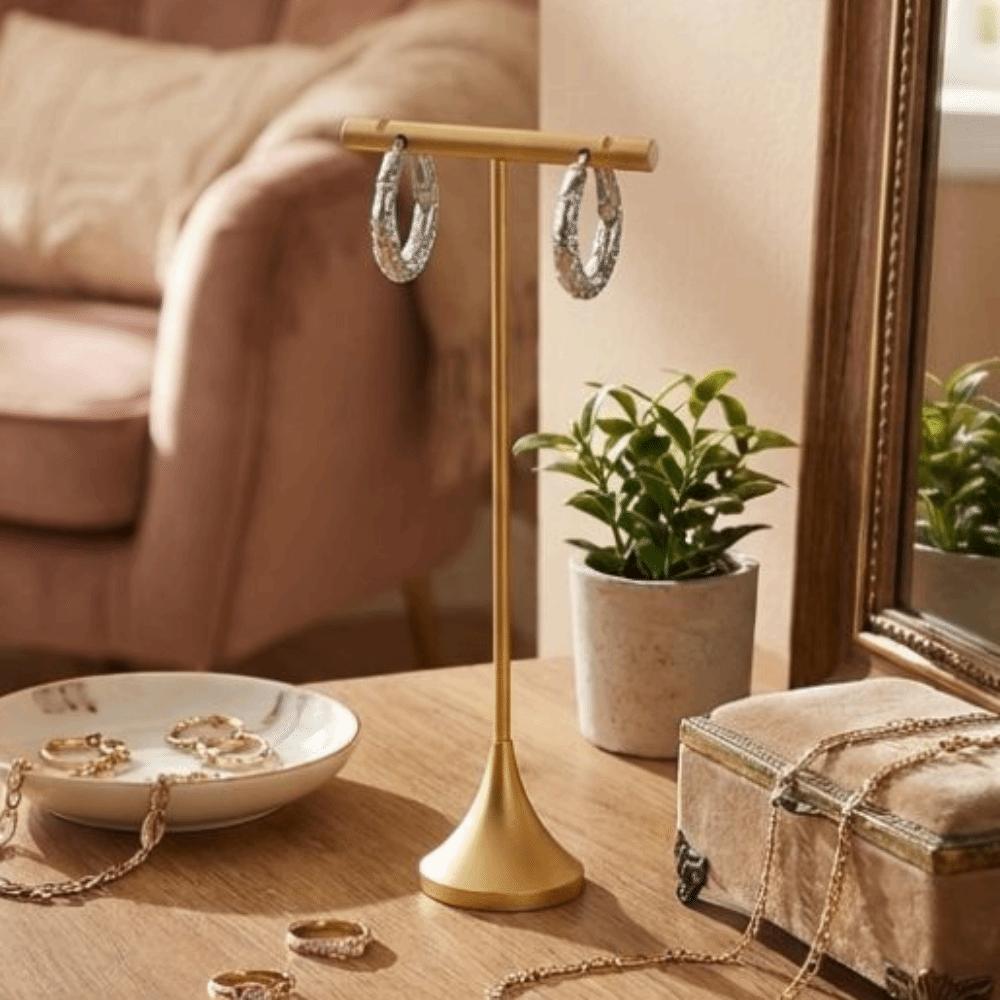 Aluminum Zinc Zinc Alloy T-Shape Earring Display Stand Dangle Jewelry Ring Organizer Jewelry Storage