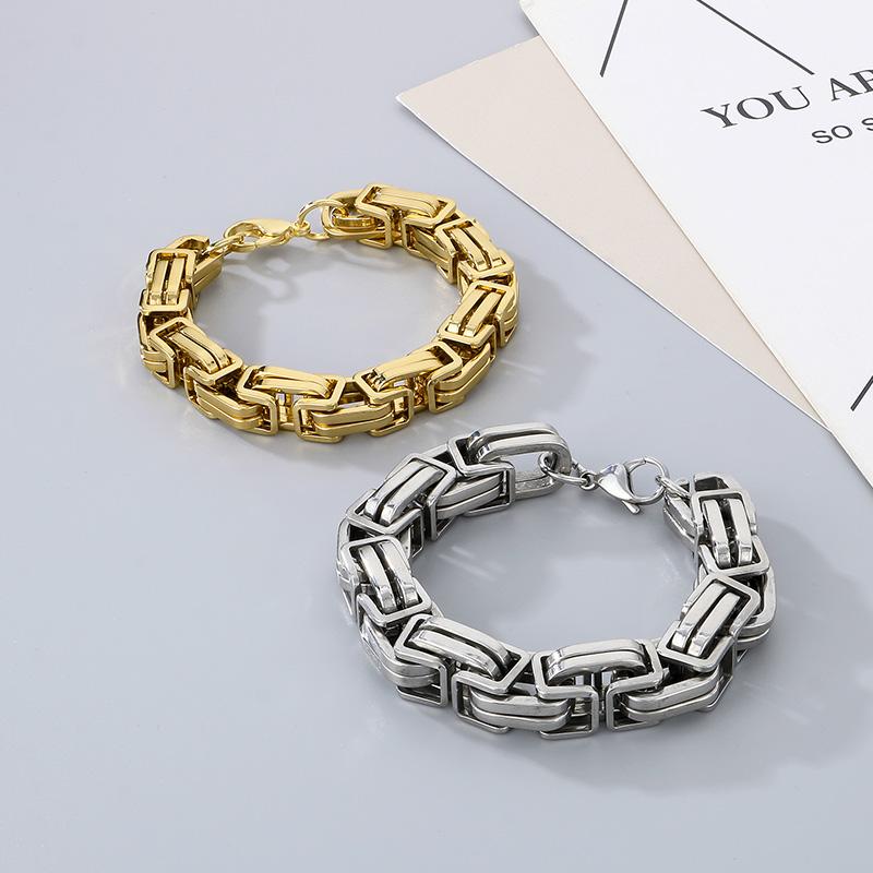 12/15MM Hochwertiges Byzantinisches Großes Armband Für Männer Hip Hop Einfache Kaiserliche Kette Halskette Polierter Trendiger Schmuck Männlicher Charme