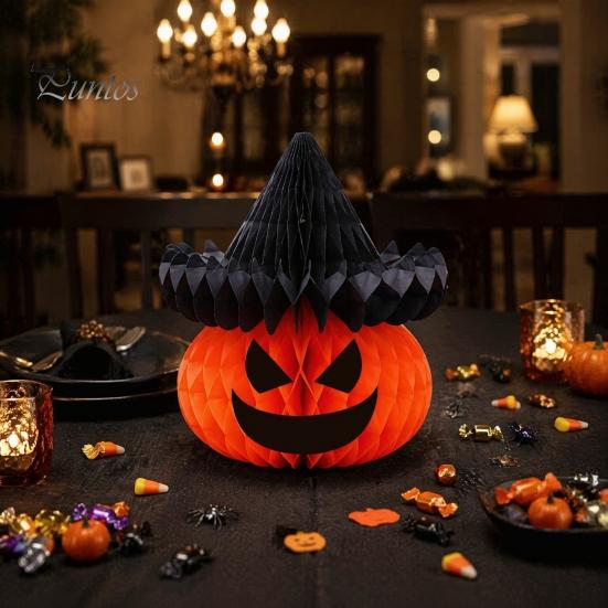 Hanging Party Supplies Halloween Honeycomb Ornament, Pumpkin Spider Paper Durable Reusable Decorations Decoration for Home Office Classroom