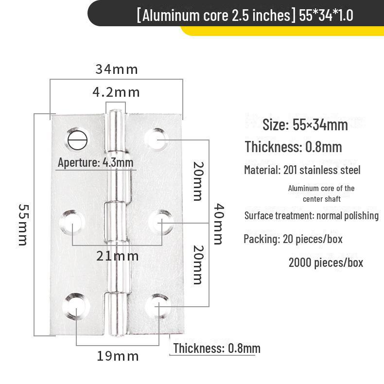 Miniaturowe płaskie zawiasy ze stali nierdzewnej do drzwi szafek drewnianych - rozmiary: 1, 1,5, 2, 2,5, 3, 4 cale