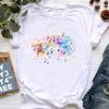 Watercolor Music Note Flowers Print T Shirt Girls Summer Fashion Tshirt Womem Hip Hop Tshirt Femme Harajuku Shirt Streetwear