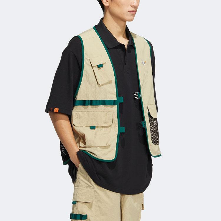 Adidas Originals Trefoil KT Vest Multi-Pocket Patchwork Breathable Men Vest Forest-Green HR6442