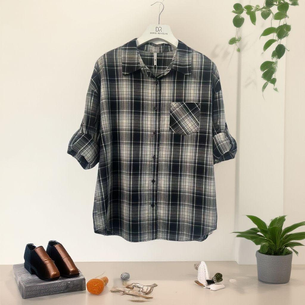 

Spring Fashion Cotton Plaid Shirt - Versatile Casual Layering Base M 90-115 lbs