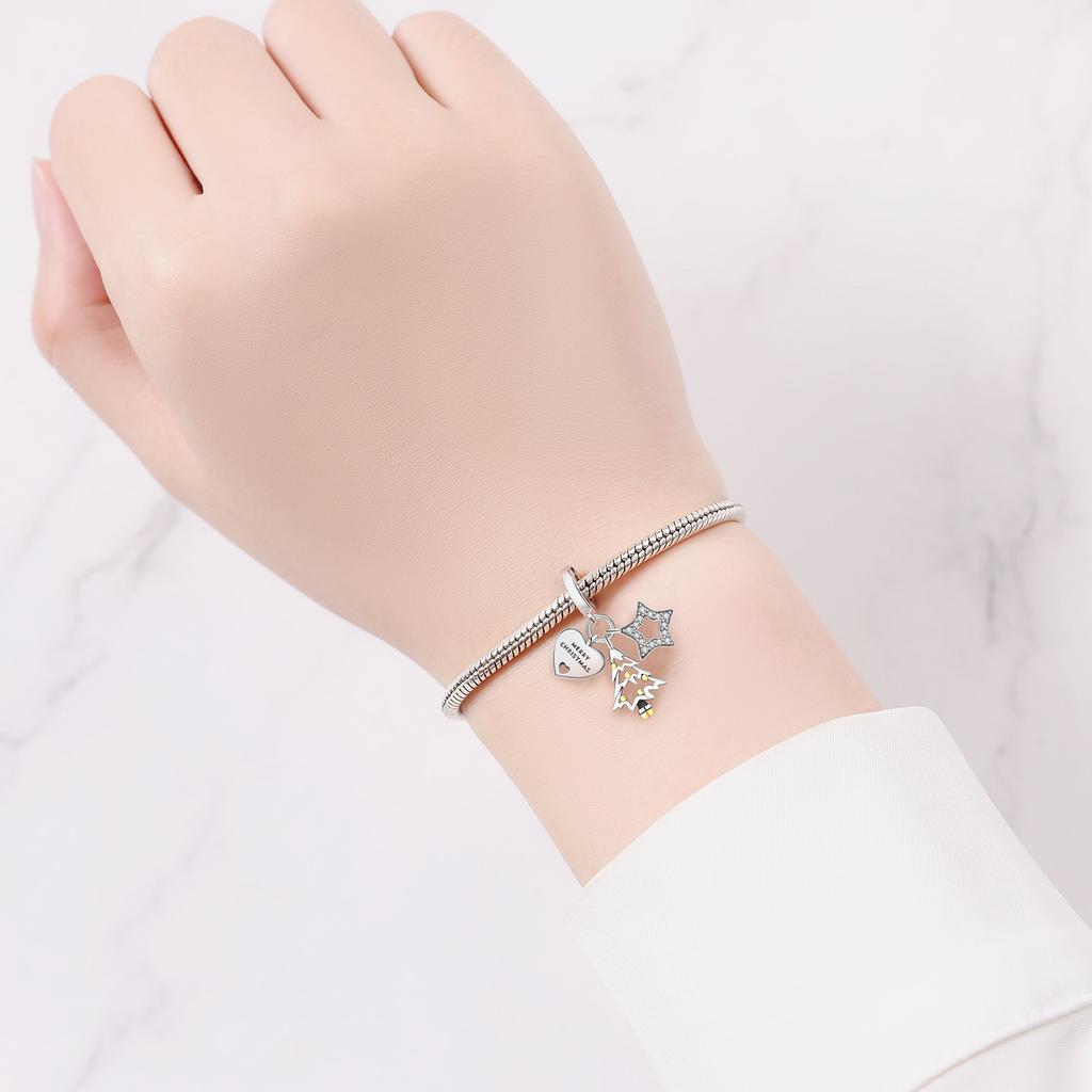 Měděný Vánoční Strom Festival Přívěsky Náramek Charms Vhodné pro Dámské Šperky Party Dekorace Korálky Diy Dárky Příslušenství