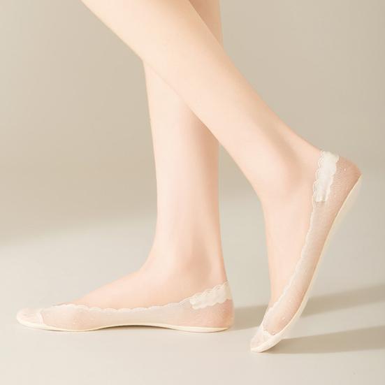 1 Pair Women Lace Socks Breathable Sweat-Absorbent Anti-Slip Shallow Mouthed Mesh Invisible Boat Socks