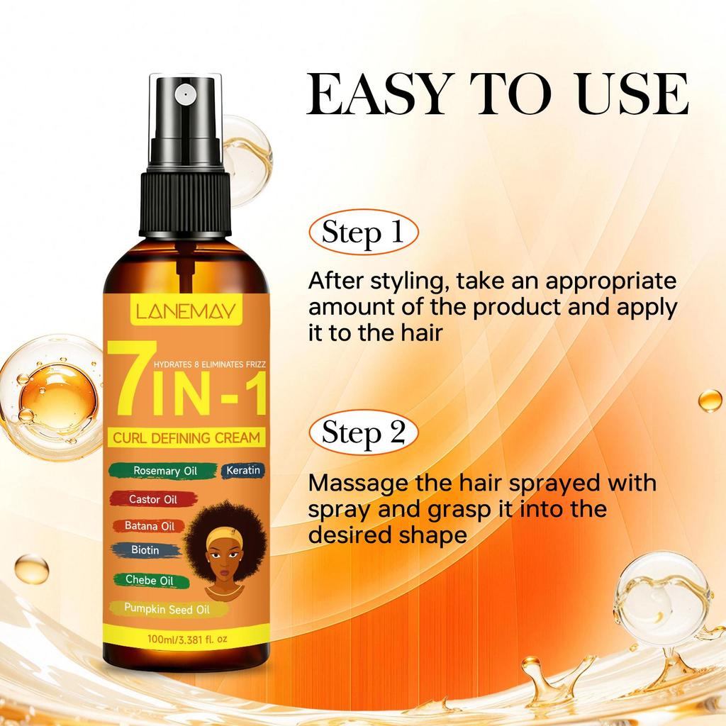 7 in1 Curl Defining Spray-24H Permanent StlyingFluffy And Lightweight-Gentle And Non-irritating-Suitable For All Hair Types, 100ml