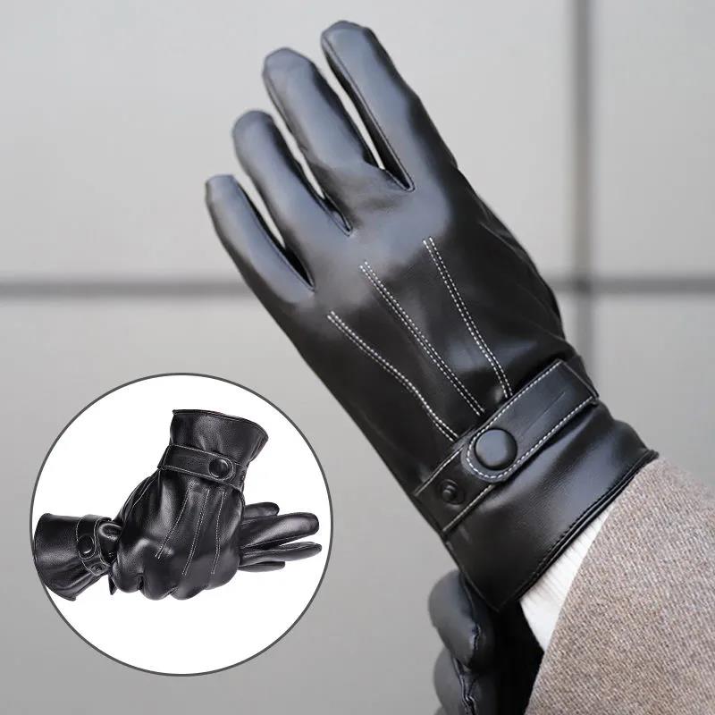 Herren Lederhandschuhe Winter Outdoor Motorradhandschuhe Plus samtdicke Touchscreen-Handschuhe