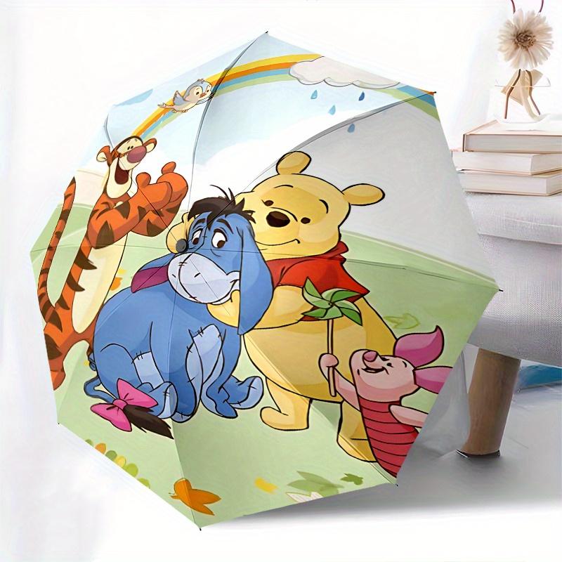 Ombrello Automatico Apri e Chiudi Winnie the Pooh e Tigro - Ombrello Pieghevole Portatile a 8 Stecche con Manico in Plastica, Adatto per il Tempo Libero