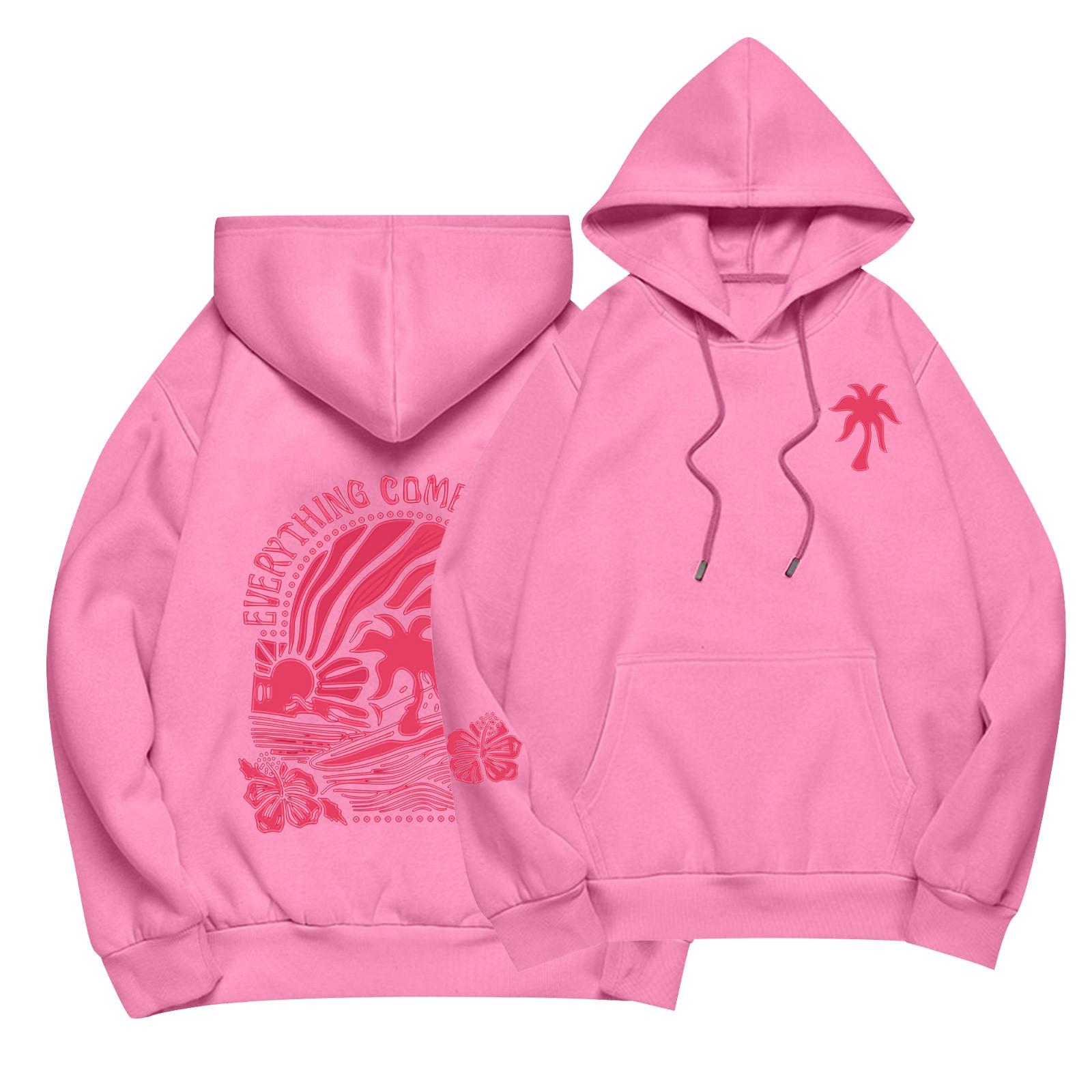 

Спортивный костюм с капюшоном, унисекс, одежда для бега, пуловер с длинными рукавами, толстовка с капюшоном XL розовый