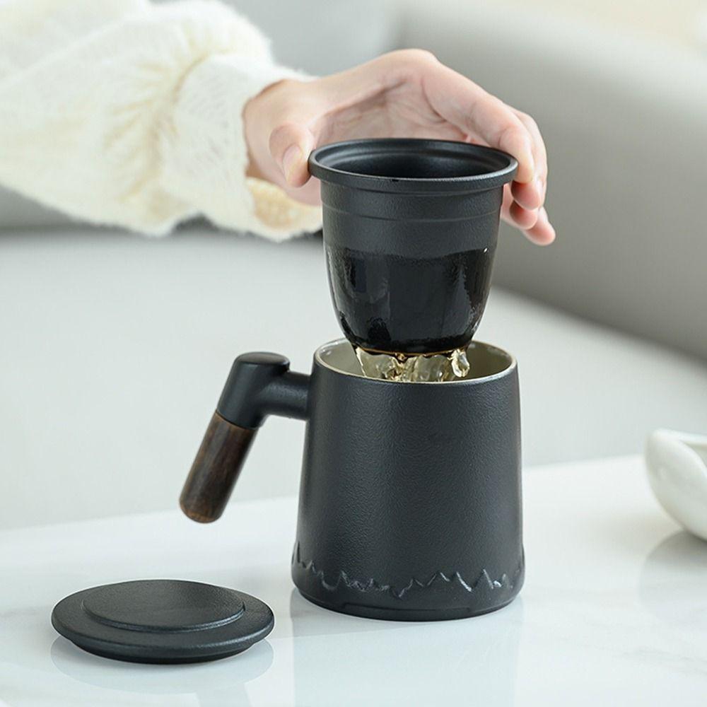 Kung Fu tesett med trehåndtak 400 ml keramisk tekopp personlige gaver