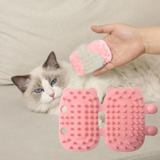 Cat Hair Removal Massage Brush Pineapple Cat Ear Shape Table Leg Scratching Tool Soft Double-Sided Comb for Dogs Cats Self Cleaning