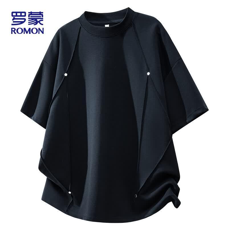 Romon Men s Old Money Style Loose Fit Short Sleeve T-Shirt M