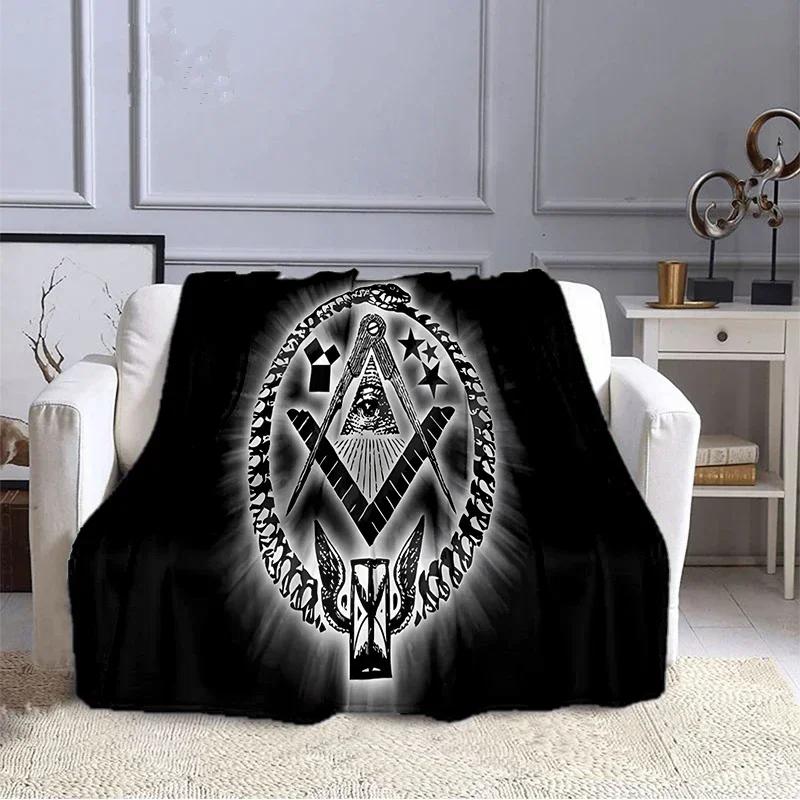 Fashion Masonic Portable Sofa Throw Blanket Freemason Flannel Warm Four Seasons Camping Blanket Freemasonry Multi Size Blankets